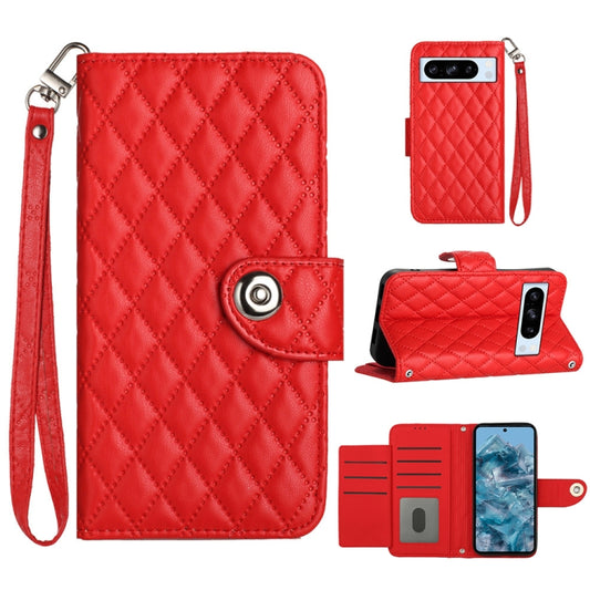 Rhombic Texture Flip Leather Phone Case with Lanyard, For Google Pixel 8 Pro, For Google Pixel 8, For Google Pixel 7a, For Google Pixel 7 Pro, For Google Pixel 7, For Google Pixel 6a, For Google Pixel 6 Pro, For Google Pixel 6