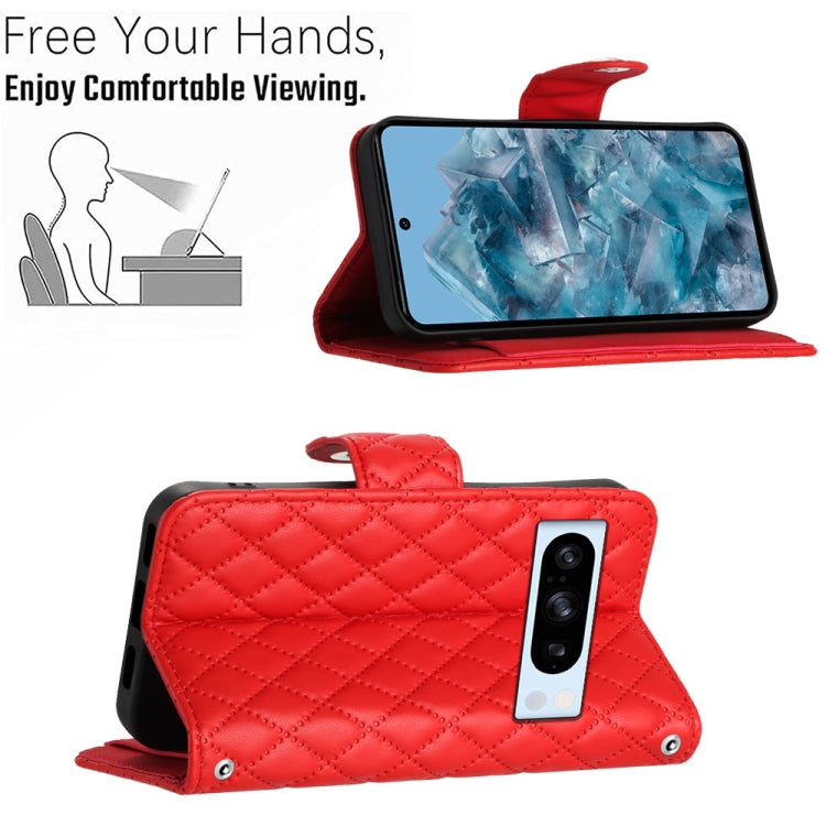 Rhombic Texture Flip Leather Phone Case with Lanyard, For Google Pixel 8 Pro, For Google Pixel 8, For Google Pixel 7a, For Google Pixel 7 Pro, For Google Pixel 7, For Google Pixel 6a, For Google Pixel 6 Pro, For Google Pixel 6