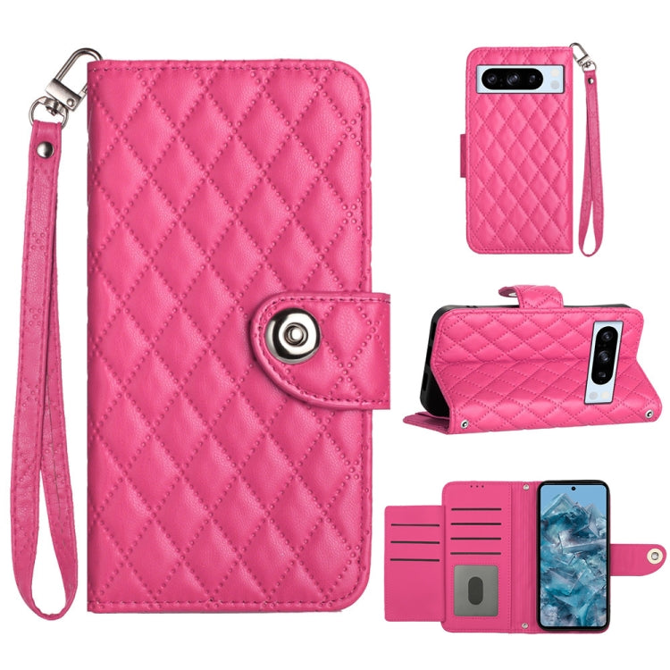 Rhombic Texture Flip Leather Phone Case with Lanyard, For Google Pixel 8 Pro, For Google Pixel 8, For Google Pixel 7a, For Google Pixel 7 Pro, For Google Pixel 7, For Google Pixel 6a, For Google Pixel 6 Pro, For Google Pixel 6