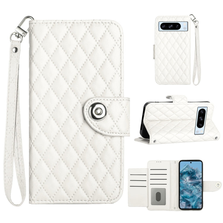 Rhombic Texture Flip Leather Phone Case with Lanyard, For Google Pixel 8 Pro, For Google Pixel 8, For Google Pixel 7a, For Google Pixel 7 Pro, For Google Pixel 7, For Google Pixel 6a, For Google Pixel 6 Pro, For Google Pixel 6