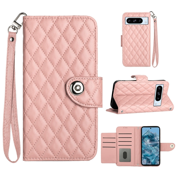Rhombic Texture Flip Leather Phone Case with Lanyard, For Google Pixel 8 Pro, For Google Pixel 8, For Google Pixel 7a, For Google Pixel 7 Pro, For Google Pixel 7, For Google Pixel 6a, For Google Pixel 6 Pro, For Google Pixel 6