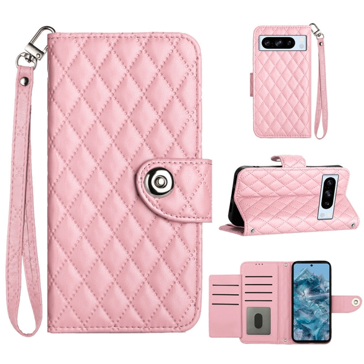 Rhombic Texture Flip Leather Phone Case with Lanyard, For Google Pixel 8 Pro, For Google Pixel 8, For Google Pixel 7a, For Google Pixel 7 Pro, For Google Pixel 7, For Google Pixel 6a, For Google Pixel 6 Pro, For Google Pixel 6