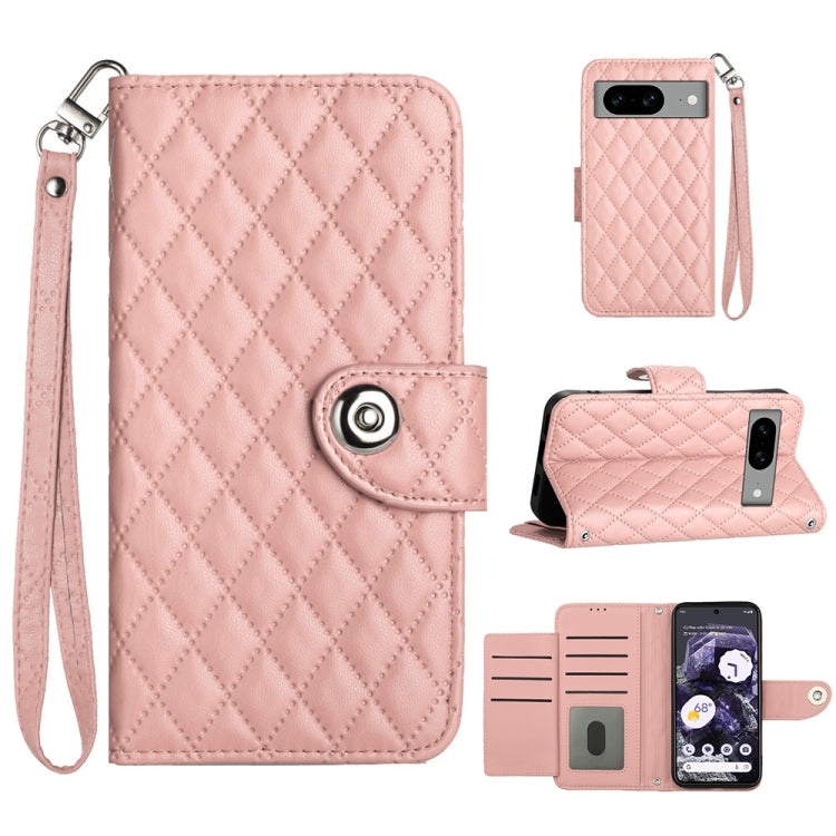Rhombic Texture Flip Leather Phone Case with Lanyard, For Google Pixel 11 Pro XL, For Google Pixel 11 Pro / 11, For Google Pixel 10 Pro XL 5G Global, For Google Pixel 10 5G Global, For Google Pixel 9a, For Google Pixel 9 Pro XL                         ...