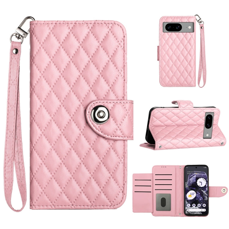 Rhombic Texture Flip Leather Phone Case with Lanyard, For Google Pixel 11 Pro XL, For Google Pixel 11 Pro / 11, For Google Pixel 10 Pro XL 5G Global, For Google Pixel 10 5G Global, For Google Pixel 9a, For Google Pixel 9 Pro XL                         ...