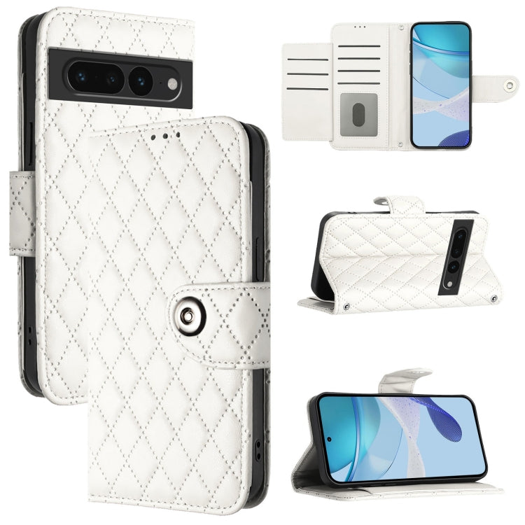 Rhombic Texture Flip Leather Phone Case with Lanyard, For Google Pixel 8 Pro, For Google Pixel 8, For Google Pixel 7a, For Google Pixel 7 Pro, For Google Pixel 7, For Google Pixel 6a, For Google Pixel 6 Pro, For Google Pixel 6