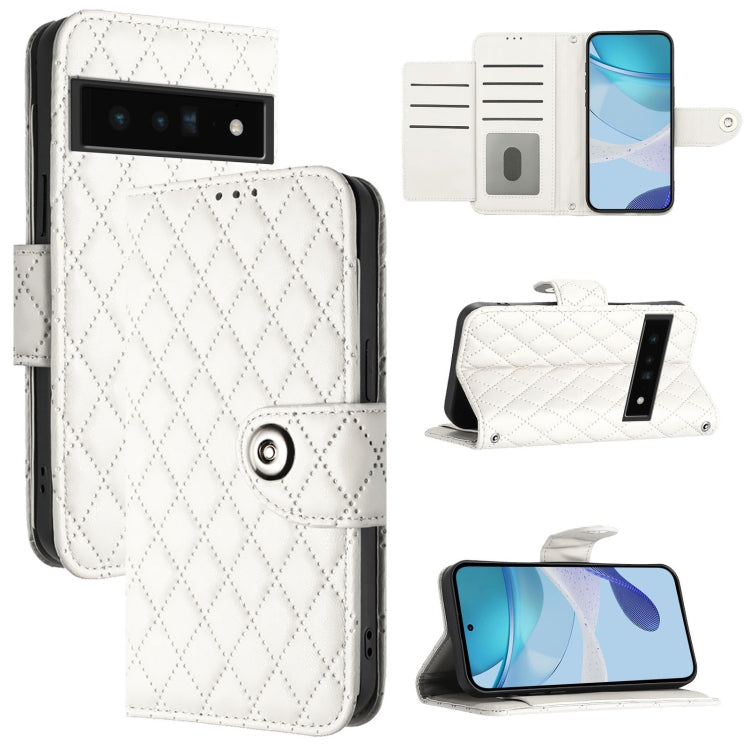 Rhombic Texture Flip Leather Phone Case with Lanyard, For Google Pixel 8 Pro, For Google Pixel 8, For Google Pixel 7a, For Google Pixel 7 Pro, For Google Pixel 7, For Google Pixel 6a, For Google Pixel 6 Pro, For Google Pixel 6