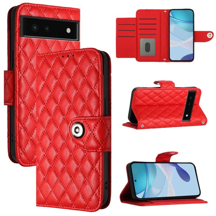 Rhombic Texture Flip Leather Phone Case with Lanyard, For Google Pixel 8 Pro, For Google Pixel 8, For Google Pixel 7a, For Google Pixel 7 Pro, For Google Pixel 7, For Google Pixel 6a, For Google Pixel 6 Pro, For Google Pixel 6