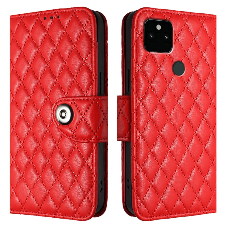 Rhombic Texture Flip Leather Phone Case with Lanyard, For Google Pixel 5a, For Google Pixel 5 XL / Pixel 4a 5G, For Google Pixel 5