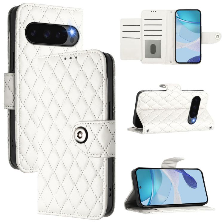 Rhombic Texture Flip Leather Phone Case with Lanyard, For Google Pixel 11 Pro XL, For Google Pixel 11 Pro / 11, For Google Pixel 10 Pro XL 5G Global, For Google Pixel 10 5G Global, For Google Pixel 9a, For Google Pixel 9 Pro XL                         ...