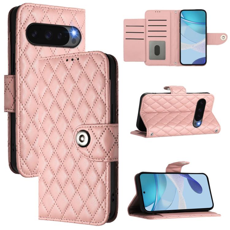 Rhombic Texture Flip Leather Phone Case with Lanyard, For Google Pixel 11 Pro XL, For Google Pixel 11 Pro / 11, For Google Pixel 10 Pro XL 5G Global, For Google Pixel 10 5G Global, For Google Pixel 9a, For Google Pixel 9 Pro XL                         ...