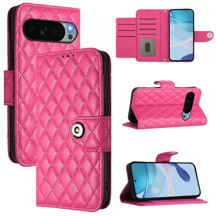 Rhombic Texture Flip Leather Phone Case with Lanyard, For Google Pixel 11 Pro XL, For Google Pixel 11 Pro / 11, For Google Pixel 10 Pro XL 5G Global, For Google Pixel 10 5G Global, For Google Pixel 9a, For Google Pixel 9 Pro XL                         ...