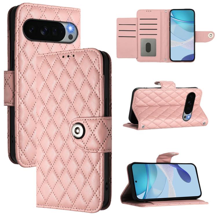 Rhombic Texture Flip Leather Phone Case with Lanyard, For Google Pixel 11 Pro XL, For Google Pixel 11 Pro / 11, For Google Pixel 10 Pro XL 5G Global, For Google Pixel 10 5G Global, For Google Pixel 9a, For Google Pixel 9 Pro XL                         ...