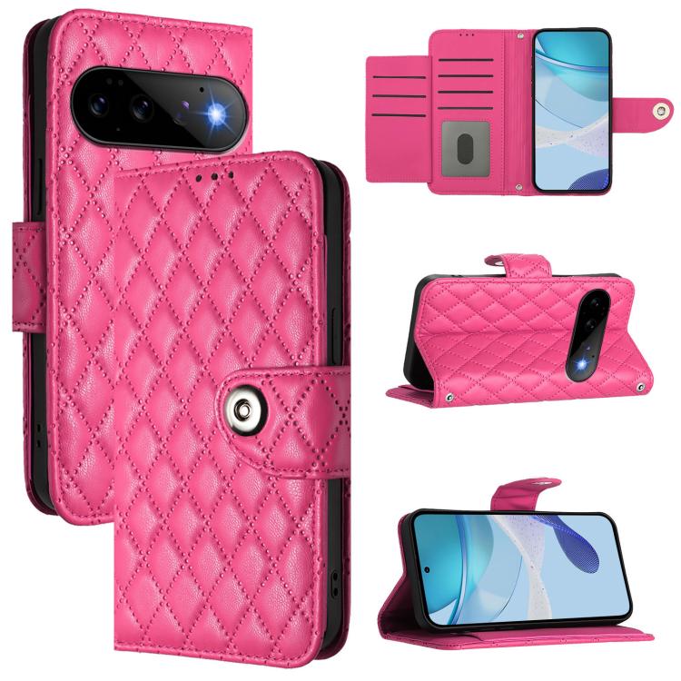 Rhombic Texture Flip Leather Phone Case with Lanyard, For Google Pixel 11 Pro XL, For Google Pixel 11 Pro / 11, For Google Pixel 10 Pro XL 5G Global, For Google Pixel 10 5G Global, For Google Pixel 9a, For Google Pixel 9 Pro XL                         ...