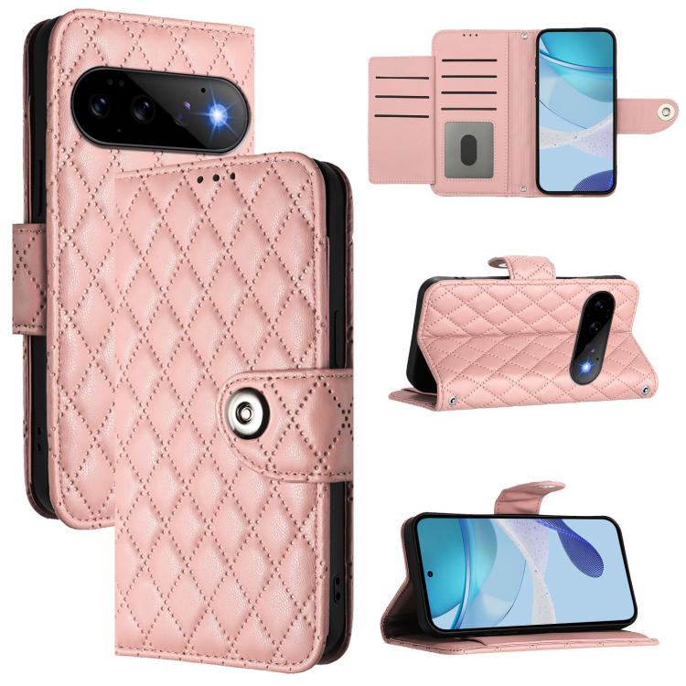 Rhombic Texture Flip Leather Phone Case with Lanyard, For Google Pixel 11 Pro XL, For Google Pixel 11 Pro / 11, For Google Pixel 10 Pro XL 5G Global, For Google Pixel 10 5G Global, For Google Pixel 9a, For Google Pixel 9 Pro XL                         ...