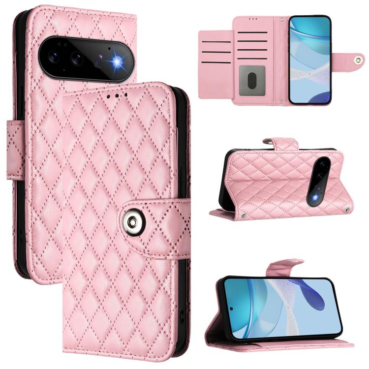 Rhombic Texture Flip Leather Phone Case with Lanyard, For Google Pixel 11 Pro XL, For Google Pixel 11 Pro / 11, For Google Pixel 10 Pro XL 5G Global, For Google Pixel 10 5G Global, For Google Pixel 9a, For Google Pixel 9 Pro XL                         ...