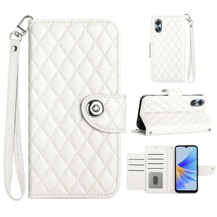 Rhombic Texture Flip Leather Phone Case with Lanyard, For OPPO A3 Pro 5G Global, For OPPO A38 4G / A18 4G, For OPPO Reno10 / Reno10 Pro Global, For OPPO A78 5G / A58 5G, For OPPO A17, For OPPO A32 2020 4G / A53 2020 4G, For OPPO A53s 4G / A33 2020 4G  ...