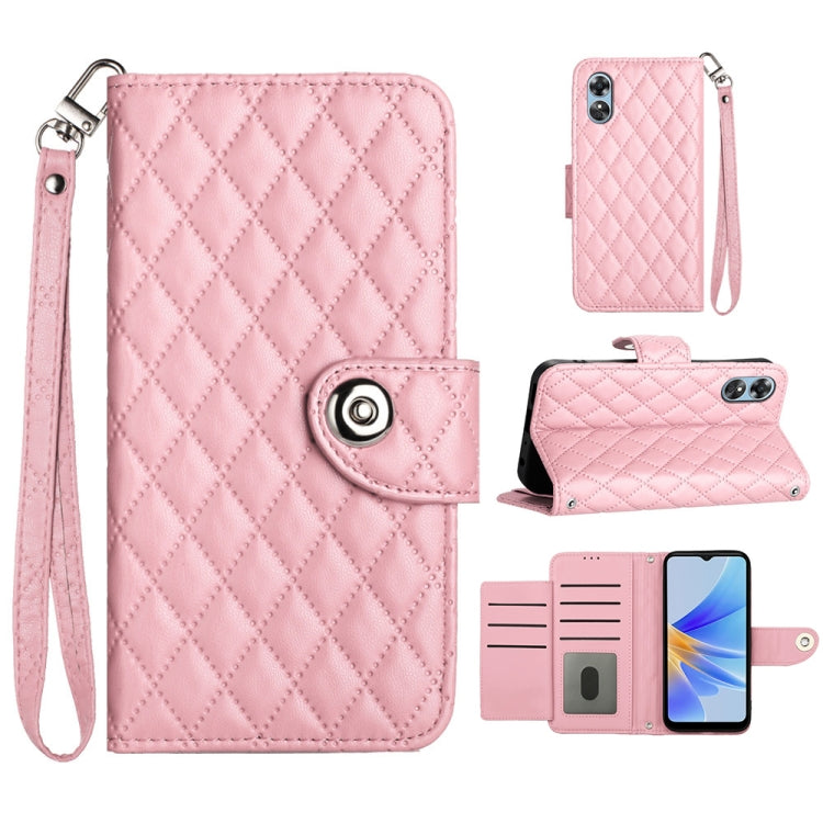 Rhombic Texture Flip Leather Phone Case with Lanyard, For OPPO A3 Pro 5G Global, For OPPO A38 4G / A18 4G, For OPPO Reno10 / Reno10 Pro Global, For OPPO A78 5G / A58 5G, For OPPO A17, For OPPO A32 2020 4G / A53 2020 4G, For OPPO A53s 4G / A33 2020 4G  ...