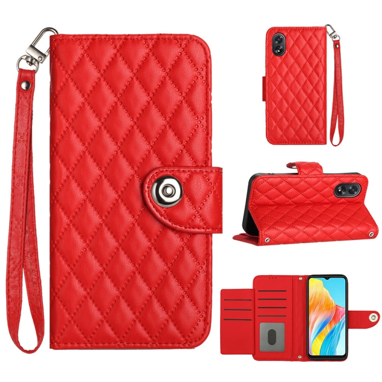 Rhombic Texture Flip Leather Phone Case with Lanyard, For OPPO A3 Pro 5G Global, For OPPO A38 4G / A18 4G, For OPPO Reno10 / Reno10 Pro Global, For OPPO A78 5G / A58 5G, For OPPO A17, For OPPO A32 2020 4G / A53 2020 4G, For OPPO A53s 4G / A33 2020 4G  ...