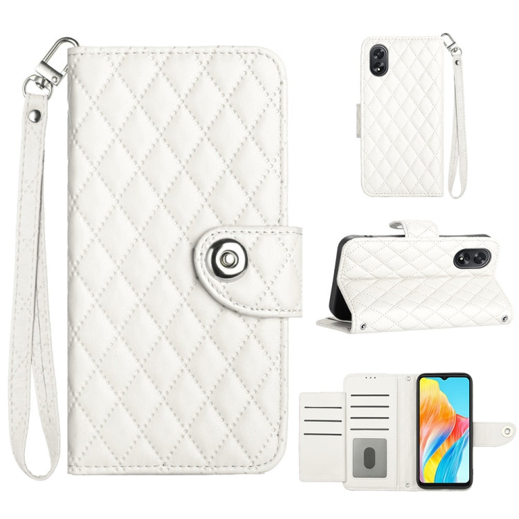 Rhombic Texture Flip Leather Phone Case with Lanyard, For OPPO A3 Pro 5G Global, For OPPO A38 4G / A18 4G, For OPPO Reno10 / Reno10 Pro Global, For OPPO A78 5G / A58 5G, For OPPO A17, For OPPO A32 2020 4G / A53 2020 4G, For OPPO A53s 4G / A33 2020 4G  ...