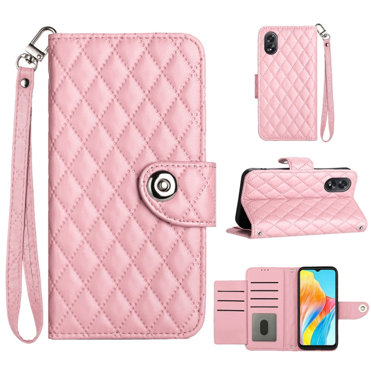 Rhombic Texture Flip Leather Phone Case with Lanyard, For OPPO A3 Pro 5G Global, For OPPO A38 4G / A18 4G, For OPPO Reno10 / Reno10 Pro Global, For OPPO A78 5G / A58 5G, For OPPO A17, For OPPO A32 2020 4G / A53 2020 4G, For OPPO A53s 4G / A33 2020 4G  ...