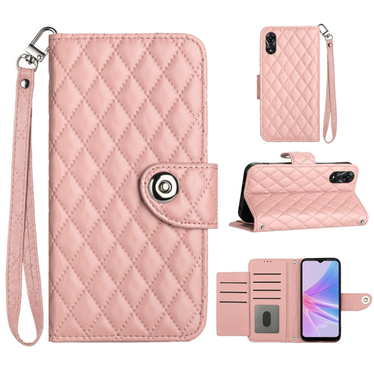 Rhombic Texture Flip Leather Phone Case with Lanyard, For OPPO A3 Pro 5G Global, For OPPO A38 4G / A18 4G, For OPPO Reno10 / Reno10 Pro Global, For OPPO A78 5G / A58 5G, For OPPO A17, For OPPO A32 2020 4G / A53 2020 4G, For OPPO A53s 4G / A33 2020 4G  ...