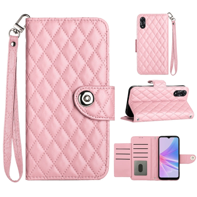 Rhombic Texture Flip Leather Phone Case with Lanyard, For OPPO A3 Pro 5G Global, For OPPO A38 4G / A18 4G, For OPPO Reno10 / Reno10 Pro Global, For OPPO A78 5G / A58 5G, For OPPO A17, For OPPO A32 2020 4G / A53 2020 4G, For OPPO A53s 4G / A33 2020 4G  ...