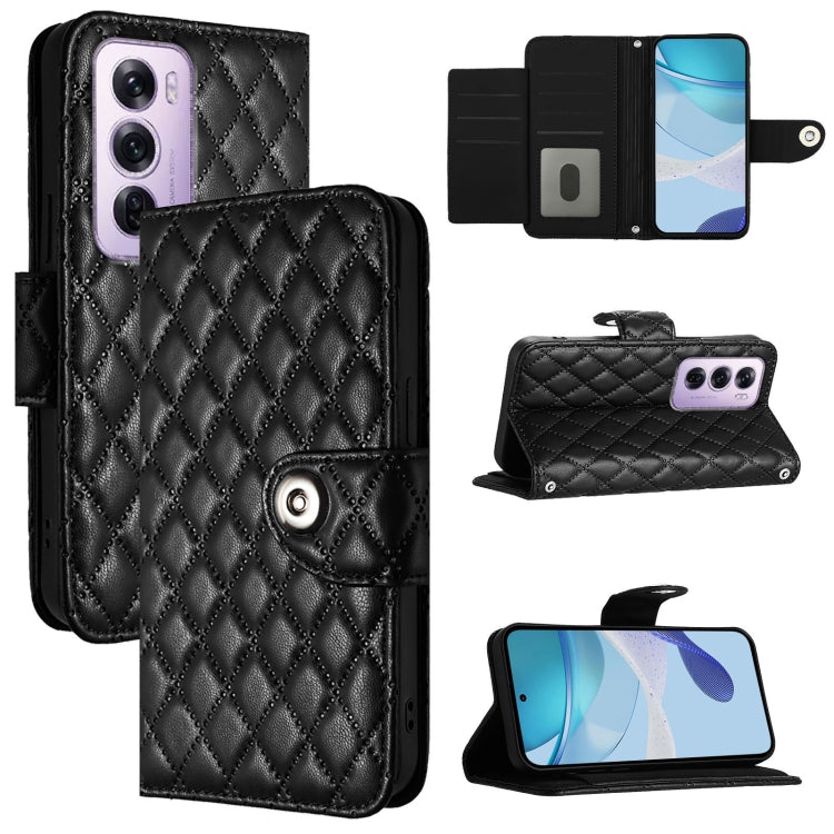 Rhombic Texture Flip Leather Phone Case with Lanyard, For OPPO Reno13 F 5G Global, For OPPO A5 Pro China, For OPPO A80 5G EU, For OPPO K12x 5G Global, For OPPO Reno12 F 5G Global, For OPPO A3 Pro 5G India, For OPPO Reno12 Pro 5G Global                 ...