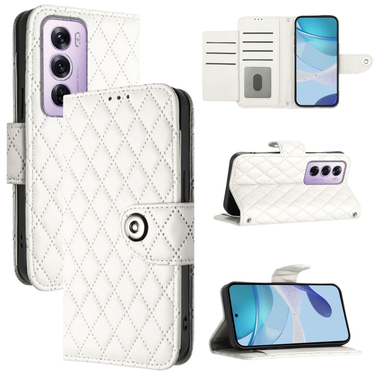 Rhombic Texture Flip Leather Phone Case with Lanyard, For OPPO Reno13 F 5G Global, For OPPO A5 Pro China, For OPPO A80 5G EU, For OPPO K12x 5G Global, For OPPO Reno12 F 5G Global, For OPPO A3 Pro 5G India, For OPPO Reno12 Pro 5G Global                 ...