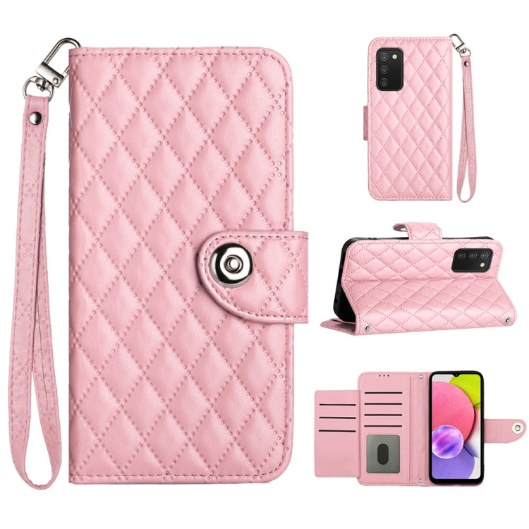 Rhombic Texture Flip Leather Phone Case with Lanyard, For Samsung Galaxy S22+ 5G, For Samsung Galaxy S22 5G, For Samsung Galaxy A03s US, For Samsung Galaxy A03s EU, For Samsung Galaxy S21 FE 5G, For  Samsung Galaxy A52 4G / 5G                          ...