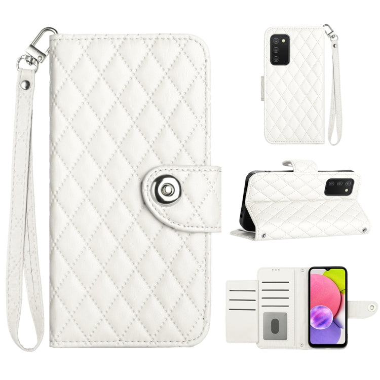 Rhombic Texture Flip Leather Phone Case with Lanyard, For Samsung Galaxy S22+ 5G, For Samsung Galaxy S22 5G, For Samsung Galaxy A03s US, For Samsung Galaxy A03s EU, For Samsung Galaxy S21 FE 5G, For  Samsung Galaxy A52 4G / 5G                          ...