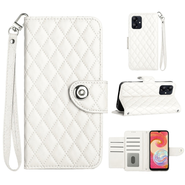 Rhombic Texture Flip Leather Phone Case with Lanyard, For Samsung Galaxy A25 5G, For Samsung Galaxy S23 FE 5G, For Samsung Galaxy A24 4G, For Samsung Galaxy A14 4G / 5G, For Samsung Galaxy A34, For Samsung Galaxy A54, For Samsung Galaxy A04e           ...