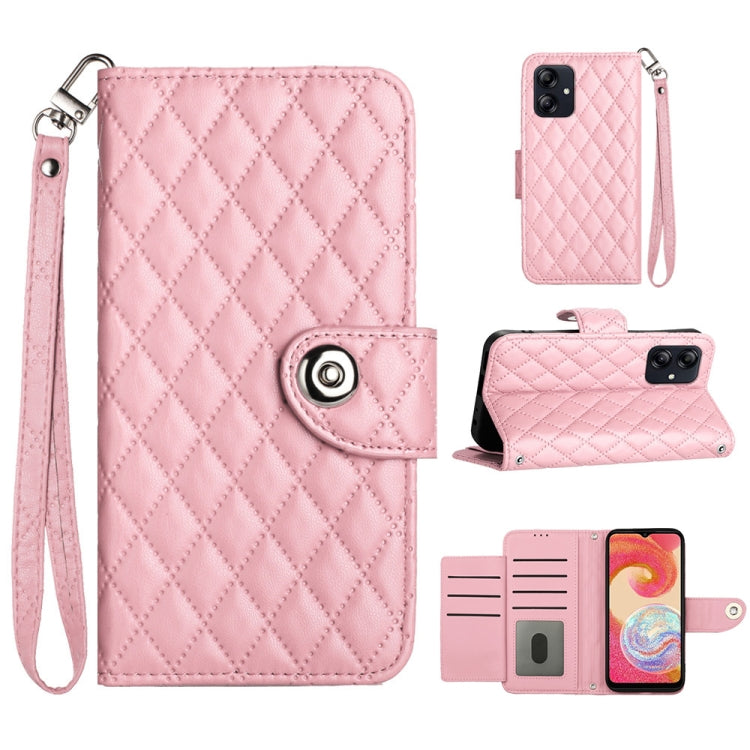 Rhombic Texture Flip Leather Phone Case with Lanyard, For Samsung Galaxy A25 5G, For Samsung Galaxy S23 FE 5G, For Samsung Galaxy A24 4G, For Samsung Galaxy A14 4G / 5G, For Samsung Galaxy A34, For Samsung Galaxy A54, For Samsung Galaxy A04e           ...