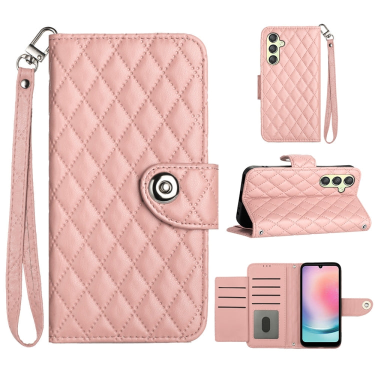 Rhombic Texture Flip Leather Phone Case with Lanyard, For Samsung Galaxy A25 5G, For Samsung Galaxy S23 FE 5G, For Samsung Galaxy A24 4G, For Samsung Galaxy A14 4G / 5G, For Samsung Galaxy A34, For Samsung Galaxy A54, For Samsung Galaxy A04e           ...