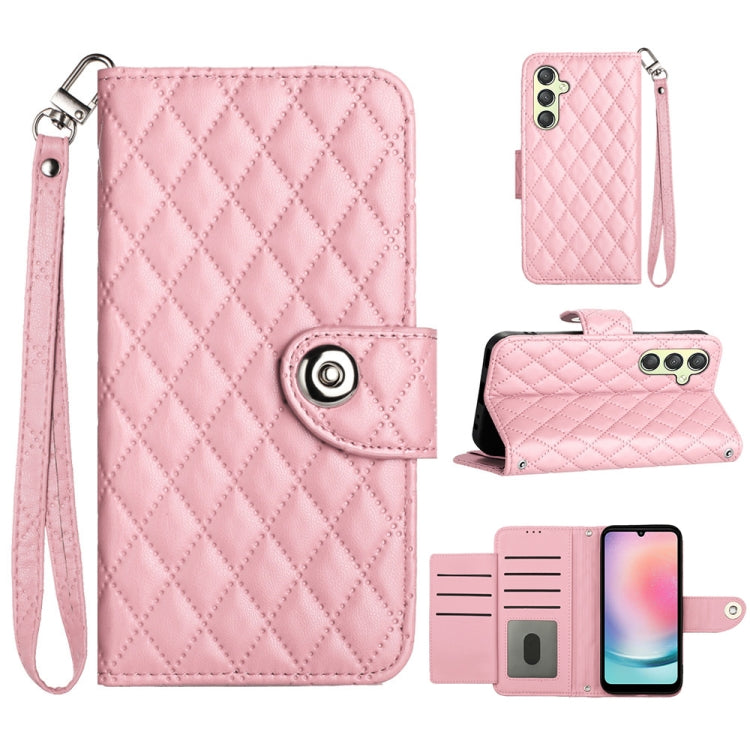 Rhombic Texture Flip Leather Phone Case with Lanyard, For Samsung Galaxy A25 5G, For Samsung Galaxy S23 FE 5G, For Samsung Galaxy A24 4G, For Samsung Galaxy A14 4G / 5G, For Samsung Galaxy A34, For Samsung Galaxy A54, For Samsung Galaxy A04e           ...