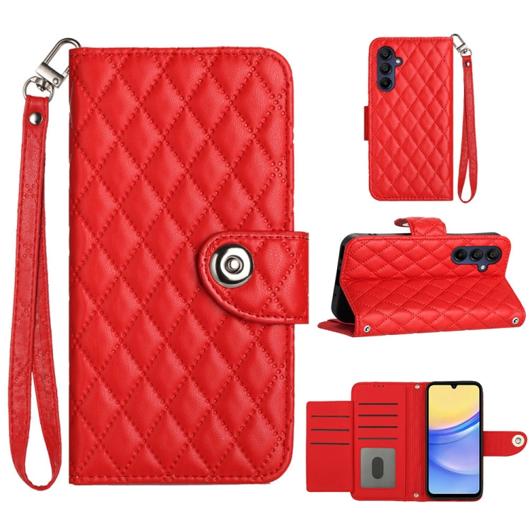 Rhombic Texture Flip Leather Phone Case with Lanyard, For Samsung Galaxy A25 5G, For Samsung Galaxy S23 FE 5G, For Samsung Galaxy A24 4G, For Samsung Galaxy A14 4G / 5G, For Samsung Galaxy A34, For Samsung Galaxy A54, For Samsung Galaxy A04e           ...