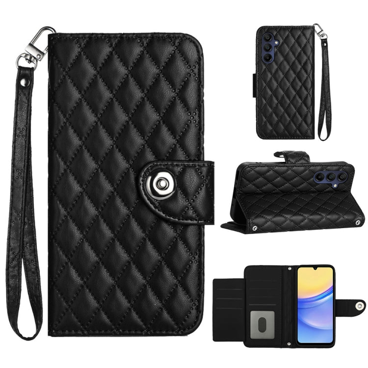 Rhombic Texture Flip Leather Phone Case with Lanyard, For Samsung Galaxy A25 5G, For Samsung Galaxy S23 FE 5G, For Samsung Galaxy A24 4G, For Samsung Galaxy A14 4G / 5G, For Samsung Galaxy A34, For Samsung Galaxy A54, For Samsung Galaxy A04e           ...