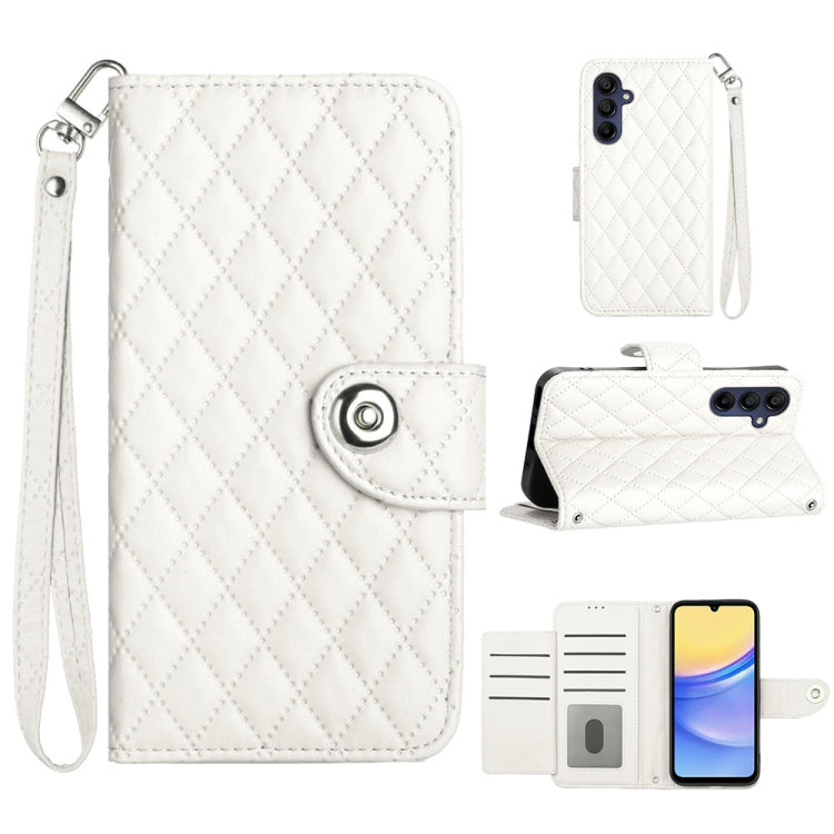 Rhombic Texture Flip Leather Phone Case with Lanyard, For Samsung Galaxy A25 5G, For Samsung Galaxy S23 FE 5G, For Samsung Galaxy A24 4G, For Samsung Galaxy A14 4G / 5G, For Samsung Galaxy A34, For Samsung Galaxy A54, For Samsung Galaxy A04e           ...