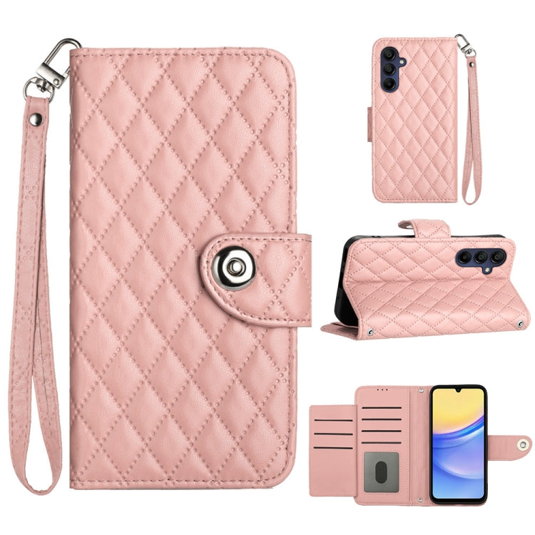 Rhombic Texture Flip Leather Phone Case with Lanyard, For Samsung Galaxy A25 5G, For Samsung Galaxy S23 FE 5G, For Samsung Galaxy A24 4G, For Samsung Galaxy A14 4G / 5G, For Samsung Galaxy A34, For Samsung Galaxy A54, For Samsung Galaxy A04e           ...