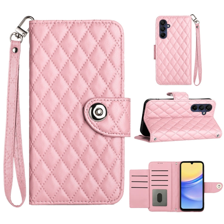 Rhombic Texture Flip Leather Phone Case with Lanyard, For Samsung Galaxy A25 5G, For Samsung Galaxy S23 FE 5G, For Samsung Galaxy A24 4G, For Samsung Galaxy A14 4G / 5G, For Samsung Galaxy A34, For Samsung Galaxy A54, For Samsung Galaxy A04e           ...