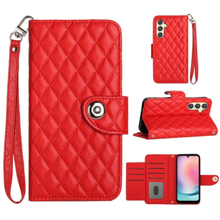 Rhombic Texture Flip Leather Phone Case with Lanyard, For Samsung Galaxy A25 5G, For Samsung Galaxy S23 FE 5G, For Samsung Galaxy A24 4G, For Samsung Galaxy A14 4G / 5G, For Samsung Galaxy A34, For Samsung Galaxy A54, For Samsung Galaxy A04e           ...