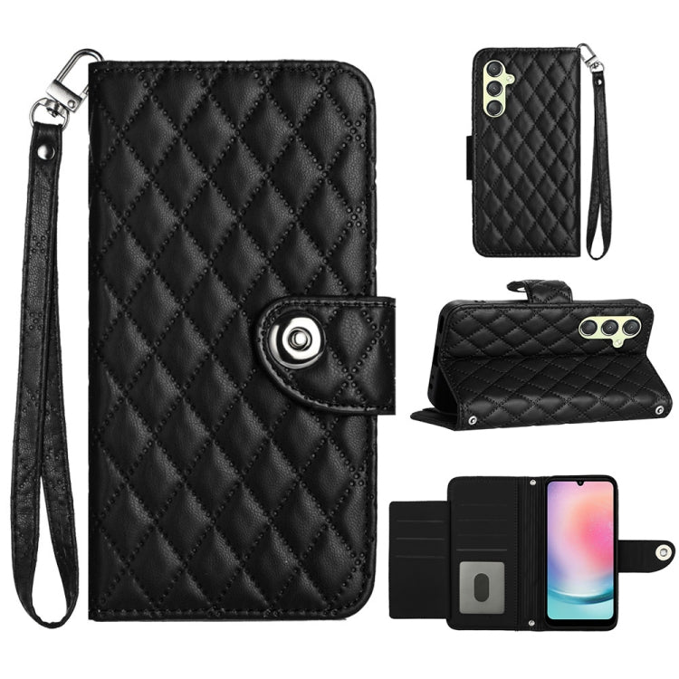Rhombic Texture Flip Leather Phone Case with Lanyard, For Samsung Galaxy A25 5G, For Samsung Galaxy S23 FE 5G, For Samsung Galaxy A24 4G, For Samsung Galaxy A14 4G / 5G, For Samsung Galaxy A34, For Samsung Galaxy A54, For Samsung Galaxy A04e           ...