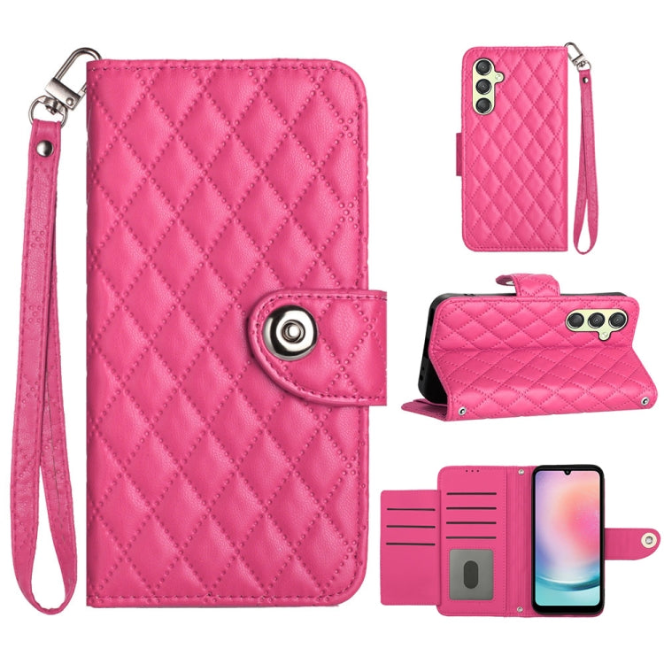 Rhombic Texture Flip Leather Phone Case with Lanyard, For Samsung Galaxy A25 5G, For Samsung Galaxy S23 FE 5G, For Samsung Galaxy A24 4G, For Samsung Galaxy A14 4G / 5G, For Samsung Galaxy A34, For Samsung Galaxy A54, For Samsung Galaxy A04e           ...