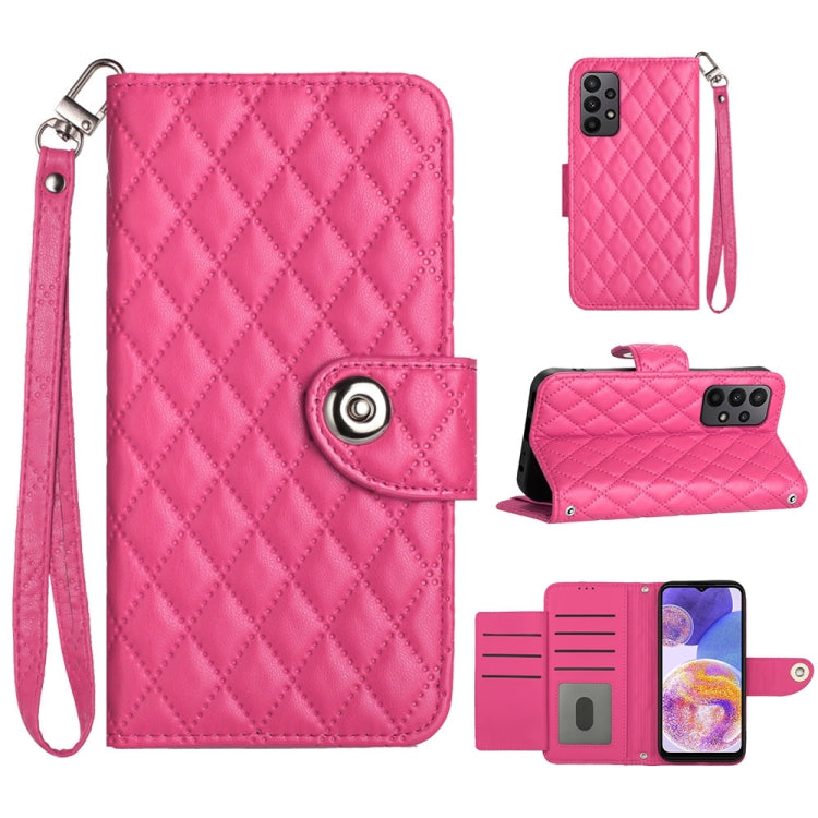 Rhombic Texture Flip Leather Phone Case with Lanyard, For Samsung Galaxy S23+ 5G, For Samsung Galaxy S23 5G, For Samsung Galaxy S20 FE, For Samsung Galaxy A23 4G / F23 5G, For Samsung Galaxy A53 5G, For Samsung Galaxy A33 5G                            ...