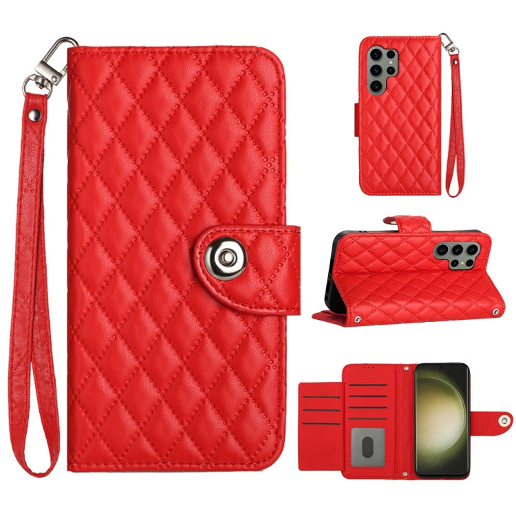Rhombic Texture Flip Leather Phone Case with Lanyard, For Samsung Galaxy A25 5G, For Samsung Galaxy S23 FE 5G, For Samsung Galaxy A24 4G, For Samsung Galaxy A14 4G / 5G, For Samsung Galaxy A34, For Samsung Galaxy A54, For Samsung Galaxy A04e           ...