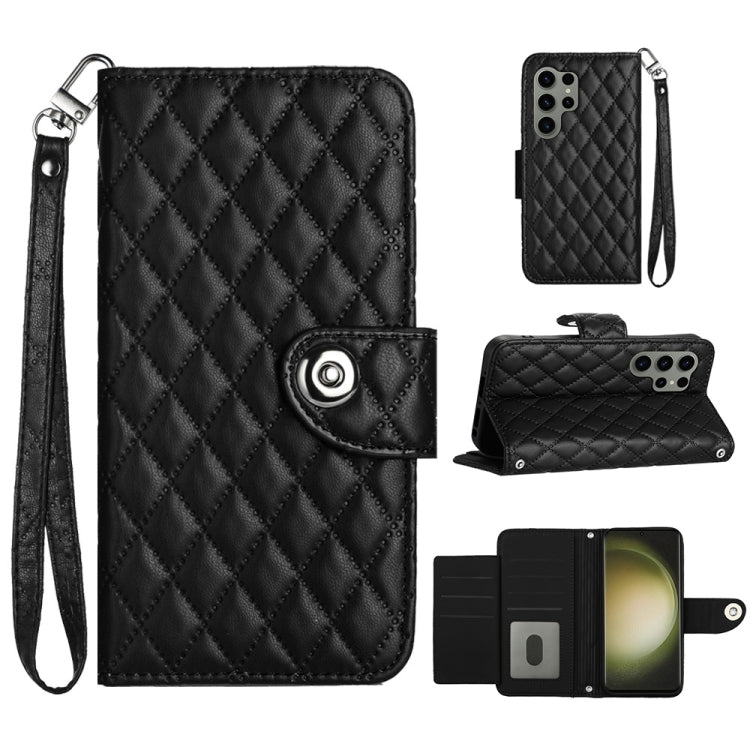 Rhombic Texture Flip Leather Phone Case with Lanyard, For Samsung Galaxy A25 5G, For Samsung Galaxy S23 FE 5G, For Samsung Galaxy A24 4G, For Samsung Galaxy A14 4G / 5G, For Samsung Galaxy A34, For Samsung Galaxy A54, For Samsung Galaxy A04e           ...