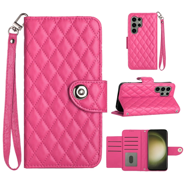 Rhombic Texture Flip Leather Phone Case with Lanyard, For Samsung Galaxy A25 5G, For Samsung Galaxy S23 FE 5G, For Samsung Galaxy A24 4G, For Samsung Galaxy A14 4G / 5G, For Samsung Galaxy A34, For Samsung Galaxy A54, For Samsung Galaxy A04e           ...