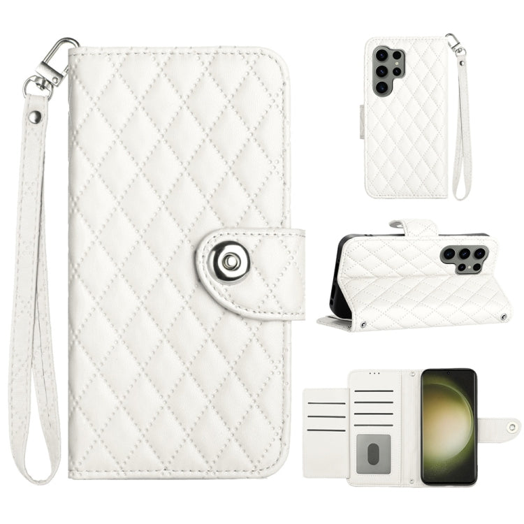 Rhombic Texture Flip Leather Phone Case with Lanyard, For Samsung Galaxy A25 5G, For Samsung Galaxy S23 FE 5G, For Samsung Galaxy A24 4G, For Samsung Galaxy A14 4G / 5G, For Samsung Galaxy A34, For Samsung Galaxy A54, For Samsung Galaxy A04e           ...
