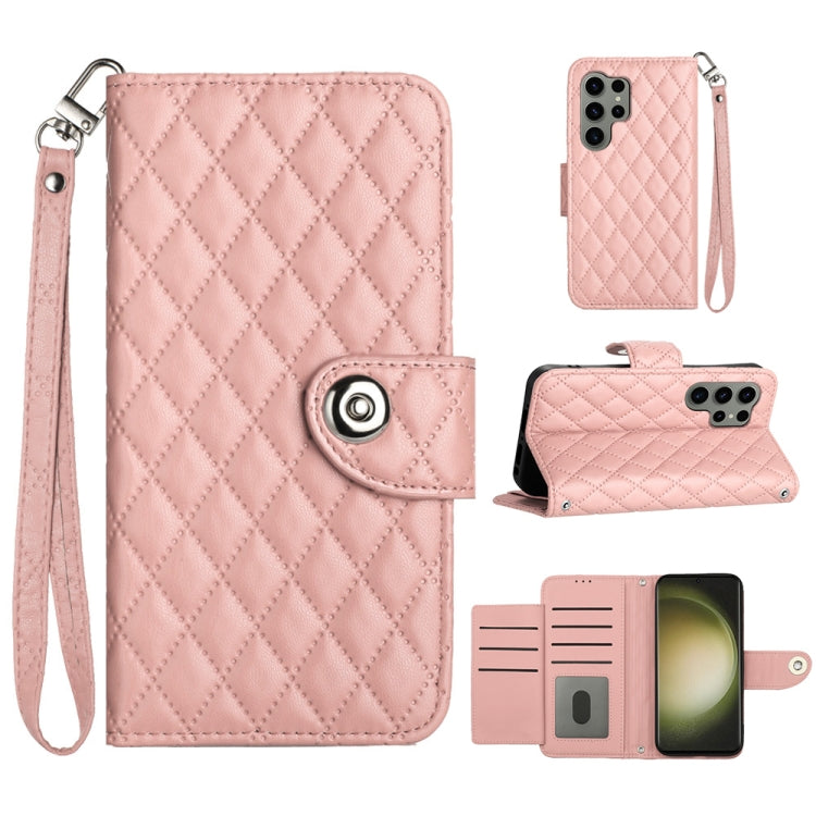 Rhombic Texture Flip Leather Phone Case with Lanyard, For Samsung Galaxy A25 5G, For Samsung Galaxy S23 FE 5G, For Samsung Galaxy A24 4G, For Samsung Galaxy A14 4G / 5G, For Samsung Galaxy A34, For Samsung Galaxy A54, For Samsung Galaxy A04e           ...