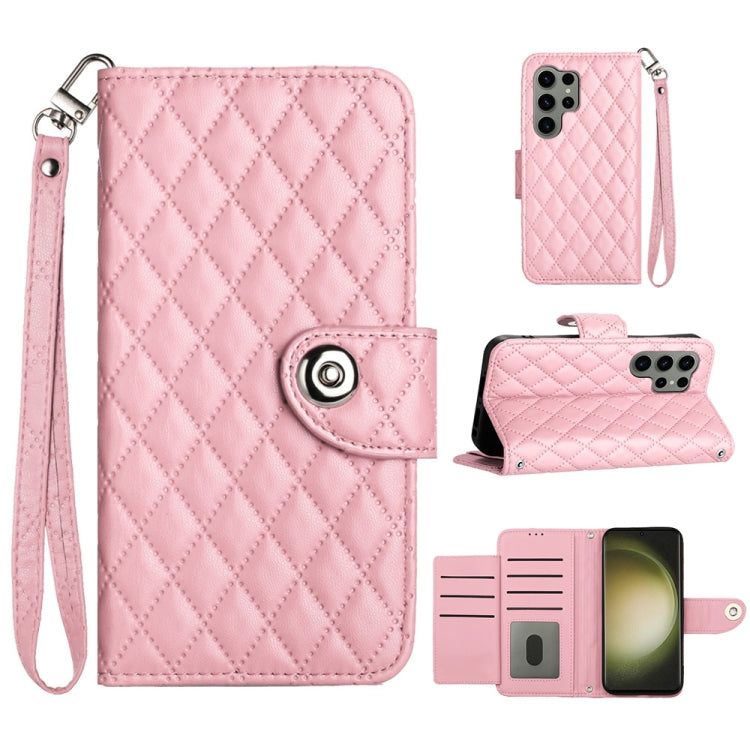 Rhombic Texture Flip Leather Phone Case with Lanyard, For Samsung Galaxy A25 5G, For Samsung Galaxy S23 FE 5G, For Samsung Galaxy A24 4G, For Samsung Galaxy A14 4G / 5G, For Samsung Galaxy A34, For Samsung Galaxy A54, For Samsung Galaxy A04e           ...