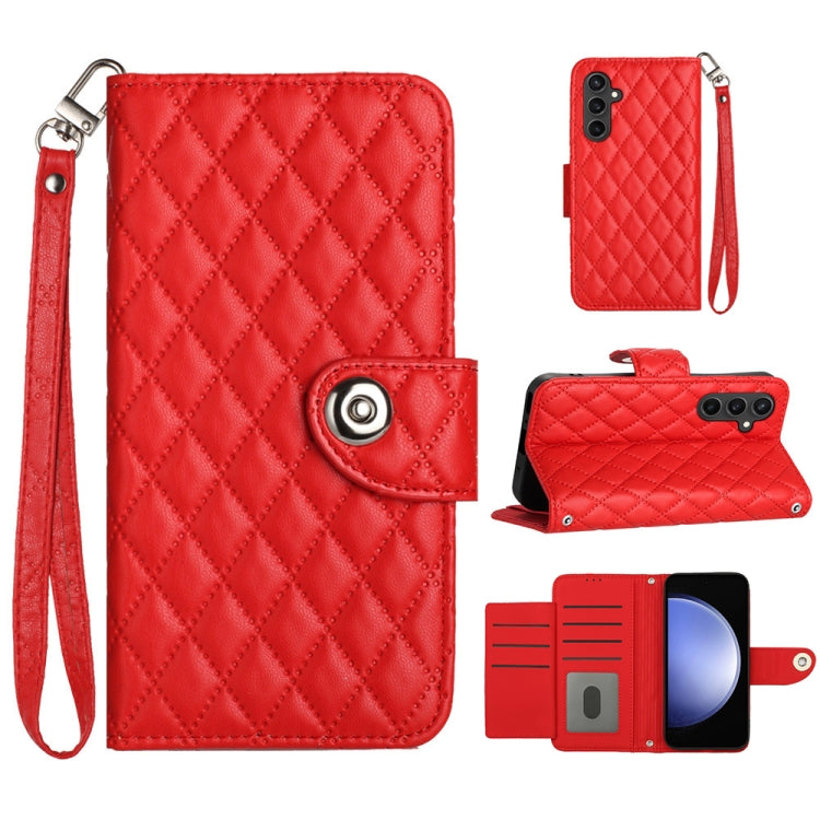 Rhombic Texture Flip Leather Phone Case with Lanyard, For Samsung Galaxy A25 5G, For Samsung Galaxy S23 FE 5G, For Samsung Galaxy A24 4G, For Samsung Galaxy A14 4G / 5G, For Samsung Galaxy A34, For Samsung Galaxy A54, For Samsung Galaxy A04e           ...